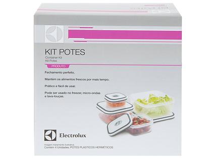 Imagem de Conjunto Kit Potes Herméticos  Plástico Branco e Cinza Retangular  4 Unidades Electrolux