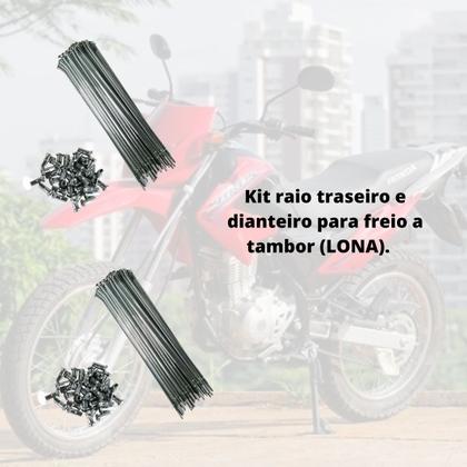 Imagem de Conjunto Kit Raio Dianteiro Traseiro Nxr 125 150 160 Todos Os Anos Bros Lona tambor Completo Inox Não Enferruja