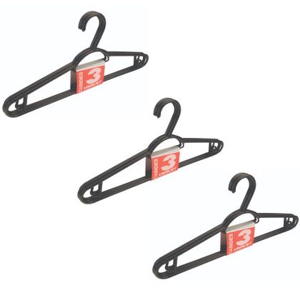 Imagem de Conjunto Kitt de Cabide 3 unidades Plástico resistente Preto - UninJet