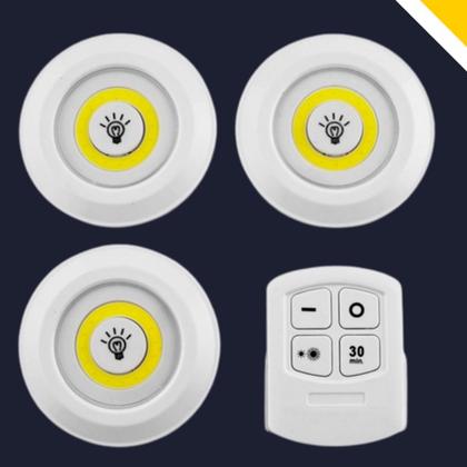 Conjunto Lâmpada Led 3 Spots Luminária Sem Fio + Controle - EFICIENTE Imagem de Conjunto Lâmpada Led 3 Spots Luminária Sem Fio + Controle