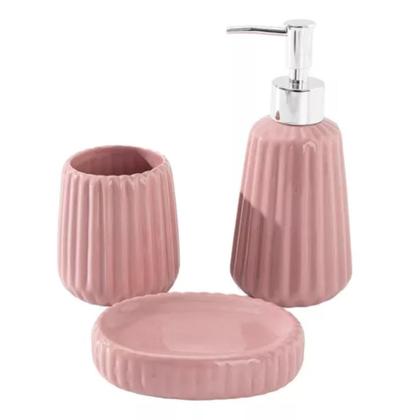 Imagem de Conjunto Lavabo Banheiro Dispenser Sabonete Líquido Porta Escova 186