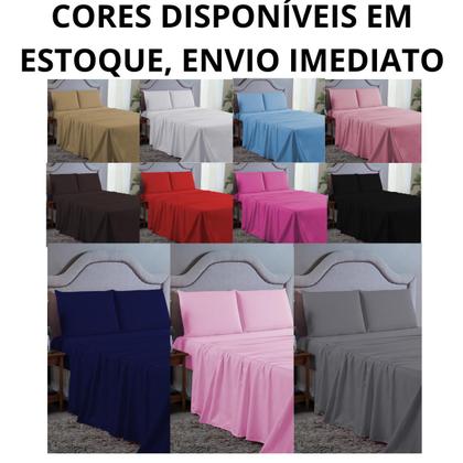 Imagem de Conjunto Lençol Cama King Size 4 Peças 400 Fios com Elástico e Fronhas Toque Macio