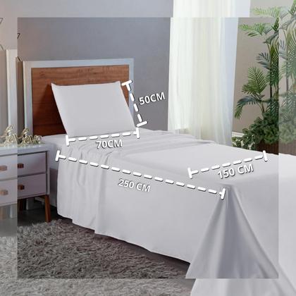 Imagem de Conjunto Lençol Cama Solteiro 3 Peças 400 com Elástico e Fronha Toque Macio