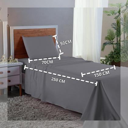 Imagem de Conjunto Lençol Cama Solteiro 3 Peças 400 com Elástico e Fronha Toque Macio