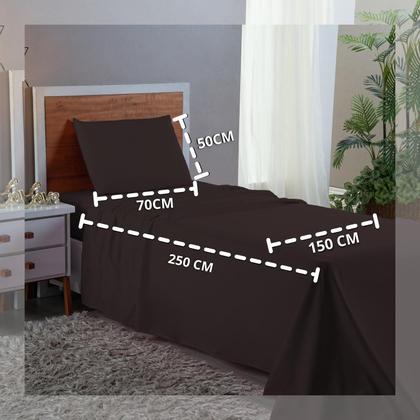 Imagem de Conjunto Lençol Cama Solteiro 3 Peças 400 com Elástico e Fronha Toque Macio