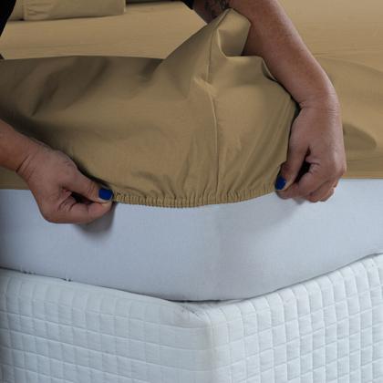 Imagem de Conjunto Lençol Casal 400 Fios 3 peças com Elástico e Fronha Cama Box Toque Macio