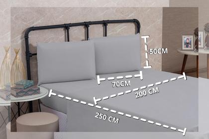 Imagem de Conjunto Lençol Casal Percal 200 Fios com Virol 4 peças Algodão Toque Macio