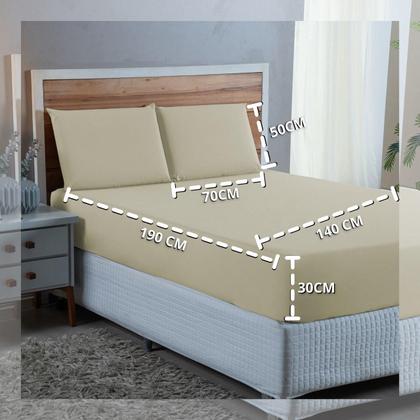 Imagem de Conjunto Lençol Casal Percal 300 Fios 3 peças Algodão Toque Macio