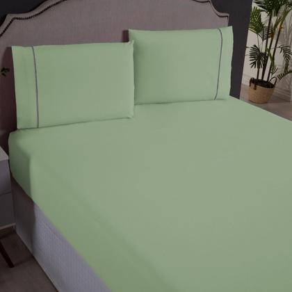 Imagem de Conjunto Lençol King 3 Peças 200 Fios Ponto Palito Jogo Lençol 40cm Altura com Fronhas 100% Algodão