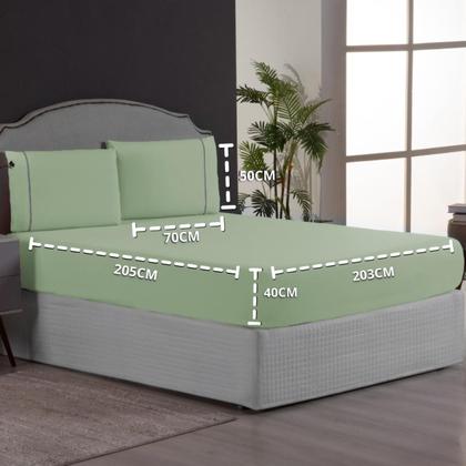 Imagem de Conjunto Lençol King 3 Peças 200 Fios Ponto Palito Jogo Lençol 40cm Altura com Fronhas 100% Algodão