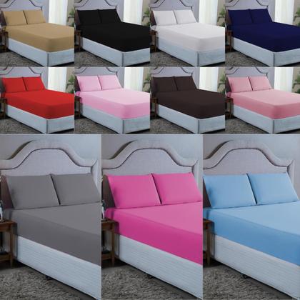 Imagem de Conjunto Lençol Super King 400 Fios 3 peças com Elástico e Fronha 40CM Altura Cama Box Toque Macio