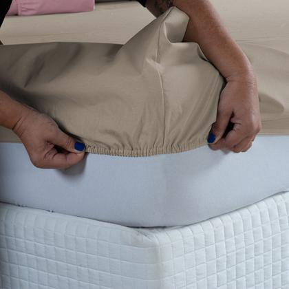 Imagem de Conjunto Lençol Super King Ponto Palito 300 Fios 100% Algodão com Elástico 3 peças