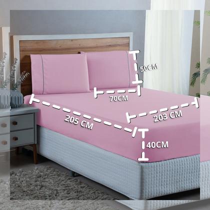 Imagem de Conjunto Lençol Super King Ponto Palito 300 Fios 100% Algodão com Elástico 3 peças