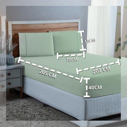 Imagem de Conjunto Lençol Super King Ponto Palito 300 Fios 100% Algodão com Elástico 3 peças