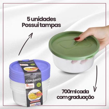 Imagem de Conjunto Leve 5 Pague 4 Potes Redondos Graduados 700 ml