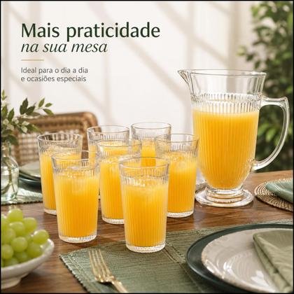 Imagem de Conjunto Lila Jarra 1L com 6 Copos de Vidro Transparente