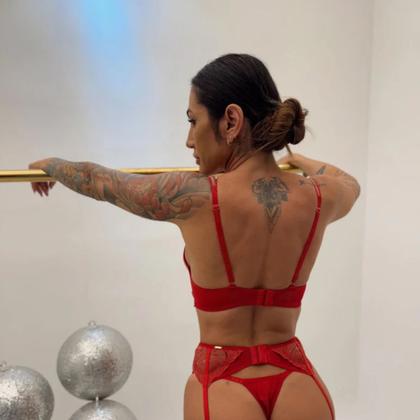 Imagem de Conjunto Lingerie C/ Aro e Renda Especial Lua Vermelho