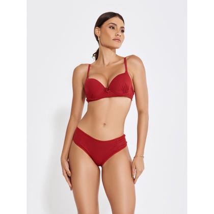 Imagem de Conjunto lingerie calcinha fio duplo e sutia canelado com bojo e pingente