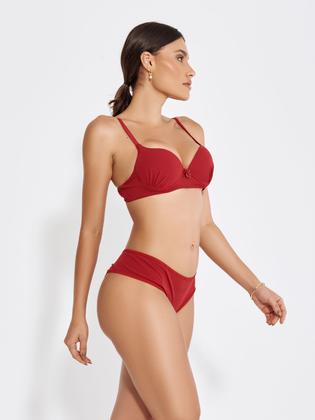 Imagem de Conjunto lingerie calcinha fio duplo e sutia canelado com bojo e pingente