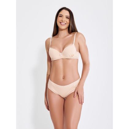 Imagem de Conjunto lingerie calcinha fio duplo e sutia canelado com bojo e pingente