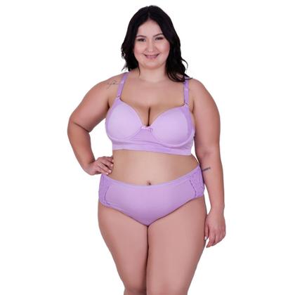 Imagem de Conjunto Lingerie Plus Size Calcinha Cós Alto Sutiã com Bojão- CONJUNTO DANI