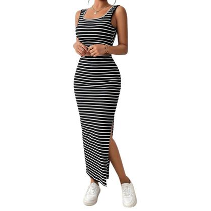 Imagem de Conjunto Listrado Regata Com Saia Transpassada 