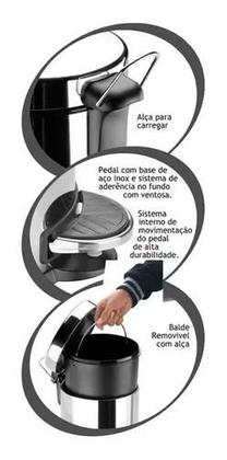 Imagem de Conjunto lixeiras em inox c/ pedal e balde 12 litros + 3 litros brinox
