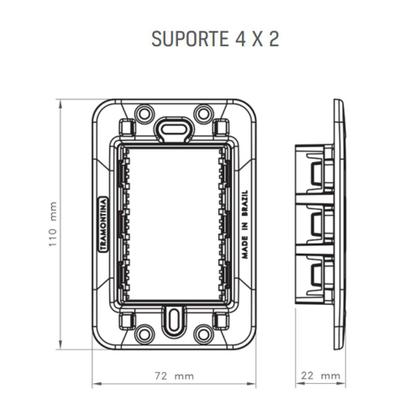 Imagem de Conjunto Liz Placa 4x2 + 1 Interruptor Simples 10A 250V Branco Tramontina