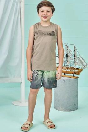 Imagem de Conjunto LocBoo de Camiseta em Meia Malha e Bermuda em Cotton Jeans com Elastano