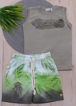 Imagem de Conjunto LocBoo de Camiseta em Meia Malha e Bermuda em Cotton Jeans com Elastano