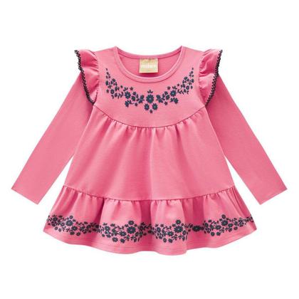 Imagem de Conjunto Longo Infantil Milon Blusa Floral Bordado E Legging Lisa Menina