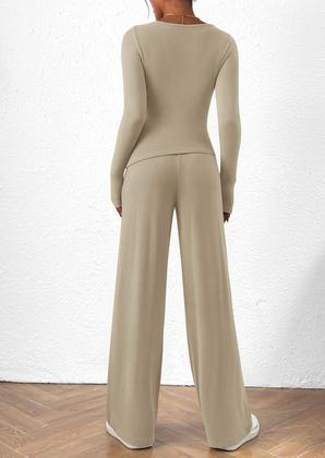 Imagem de Conjunto Lounge PRETTYGARDEN Manga Longa Assimétrico Calça Pantalona M