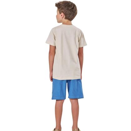 Imagem de Conjunto Luc.Boo Blusa Meia Malha E Bermuda Fish Bege Verão