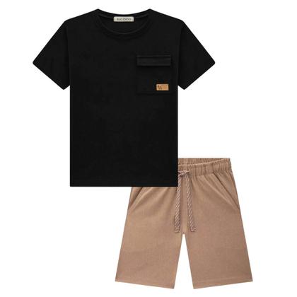 Imagem de Conjunto Luc.Boo Camiseta e Bermuda Cotton Preto Inverno