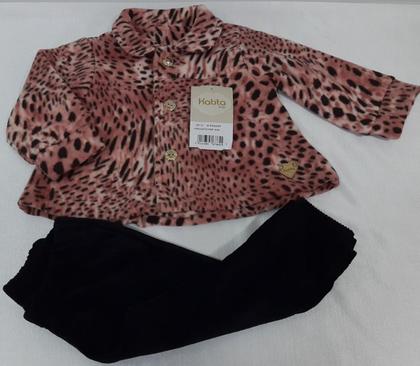 Imagem de Conjunto Luxo Bebê Menina Inverno Casaco Soft + Calça 25113