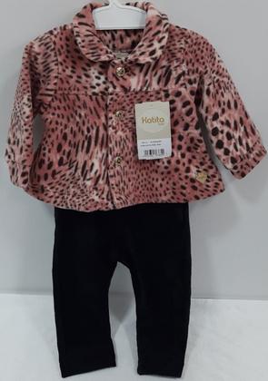 Imagem de Conjunto Luxo Bebê Menina Inverno Casaco Soft + Calça 25113
