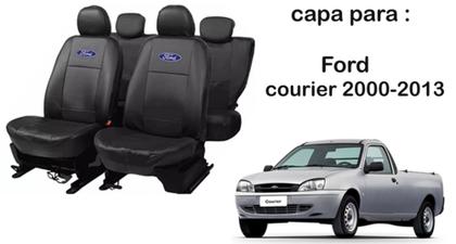 Imagem de Conjunto Luxo Couro Ford Courier 2003-2013 + Volante e Chaveiro - Design Duradouro