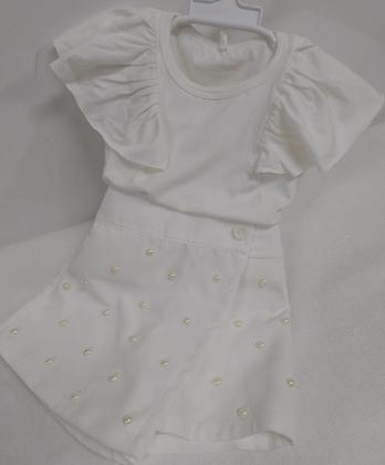 Imagem de Conjunto Luxo Menina Blusa + Shorts Saia Pérolas Lessa K177