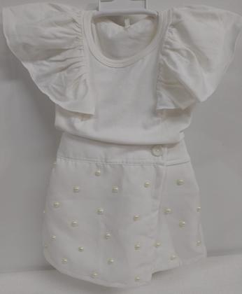 Imagem de Conjunto Luxo Menina Blusa + Shorts Saia Pérolas Lessa K177