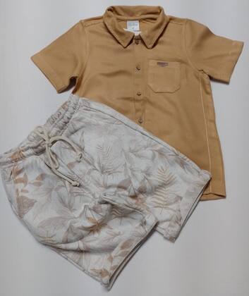 Imagem de Conjunto Luxo Menino Camisa + Bermuda Moletom Paraiso 17146