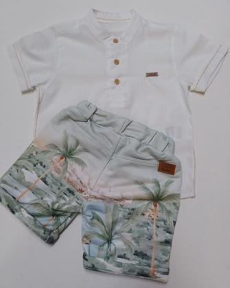Imagem de Conjunto Luxo Menino Camisa Branca + Bermuda Paraiso 14978