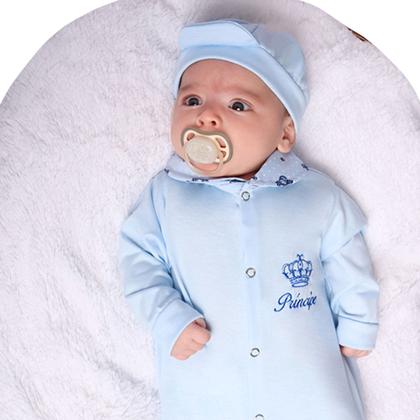 Imagem de Conjunto Macacão Com Boné Menino Aconchego Príncipe Azul 02 Peças P