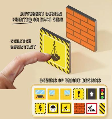 Imagem de Conjunto magnético de azulejos de construção Creatiles com guindaste e figuras