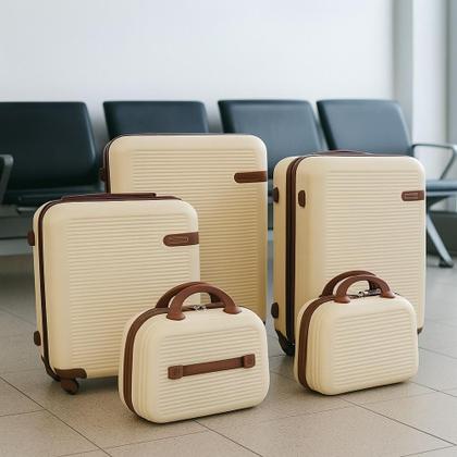 Imagem de Conjunto Mala Viagem Bordo Média Grande + 2 Frasqueiras Bege