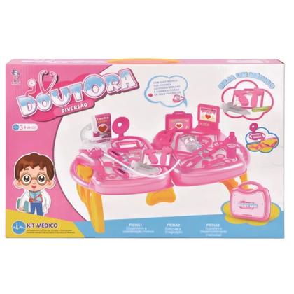 Imagem de Conjunto maleta médico doutor brinquedo 25 peças com mesinha