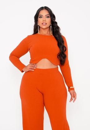 Imagem de Conjunto Malha Canelada Plus Size