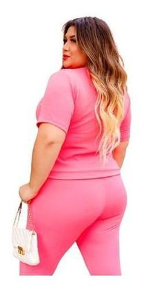 Imagem de Conjunto Malha Crepe Frio Blusa + Calça Com Bolso Plus Size