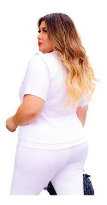 Imagem de Conjunto Malha Crepe Frio Blusa + Calça Com Bolso Plus Size