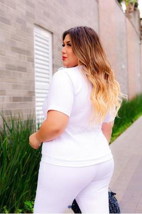 Imagem de Conjunto Malha Crepe Frio Blusa + Calça Com Bolso Plus Size