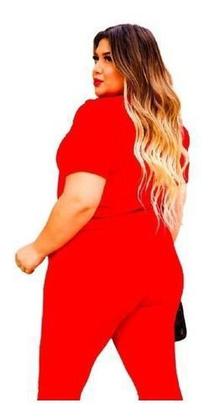 Imagem de Conjunto Malha Crepe Frio Blusa + Calça Com Bolso Plus Size